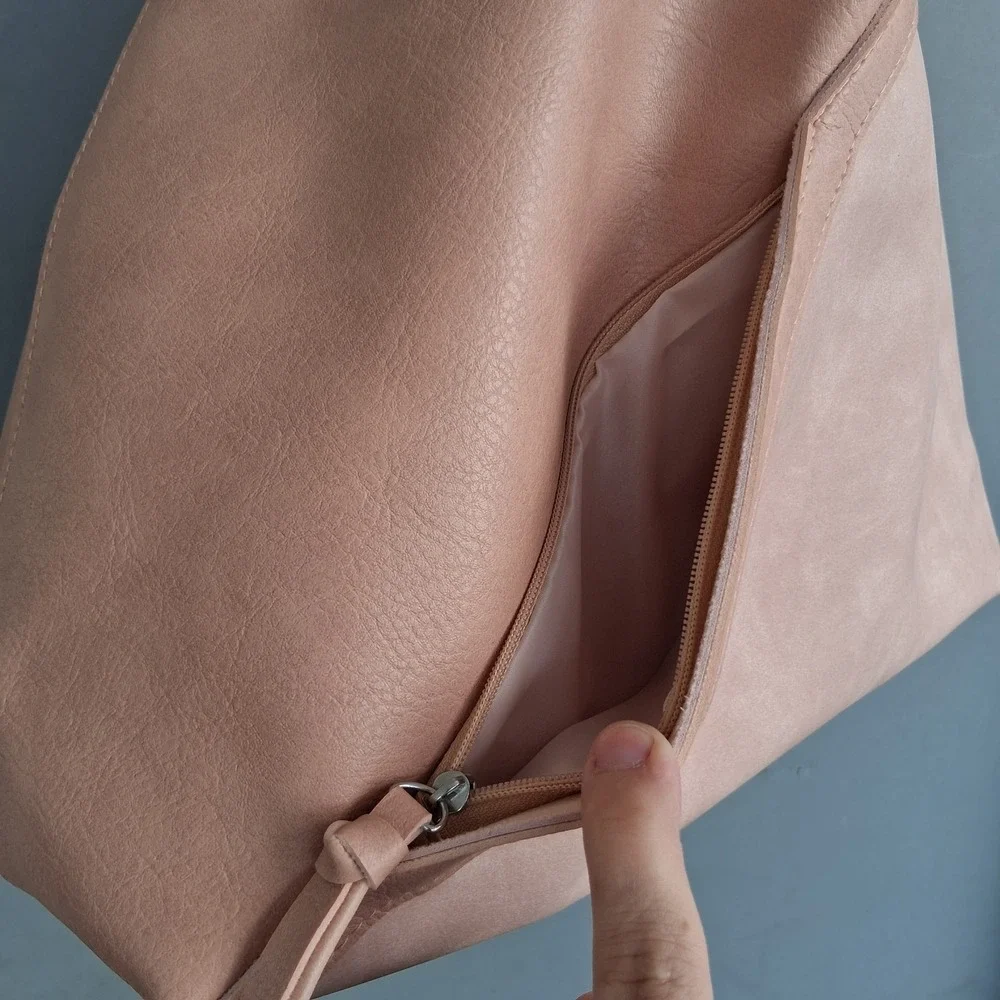 Puzzle Bag Ulta Vegan Leather Blush Pink Tote Zip Pouch Shoulder EUC